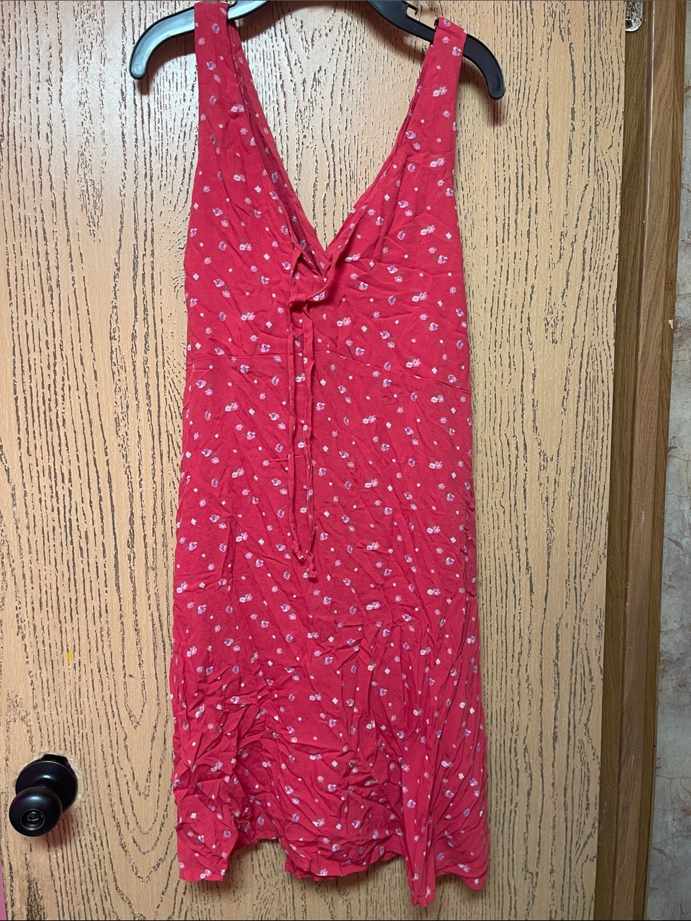 American Eagle Outfitters Red Floral Tie-Detail Mini Dress